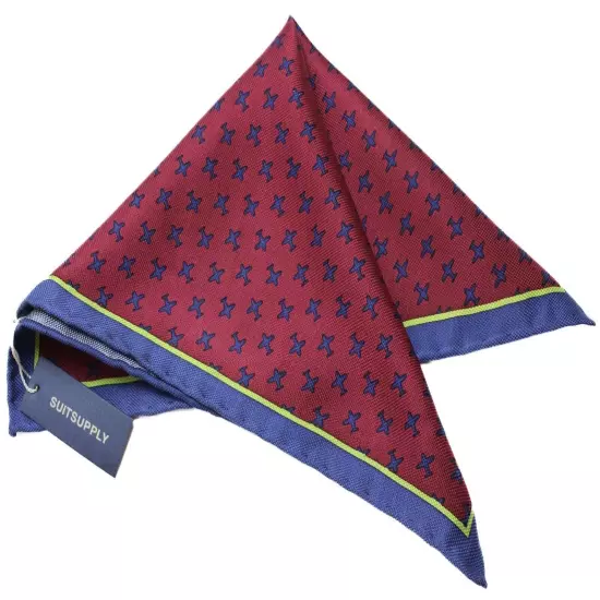 SUITSUPPLY Pocket Graphic Bordeaux Handkerchief Men's ONE SIZE Pure Silk Formal