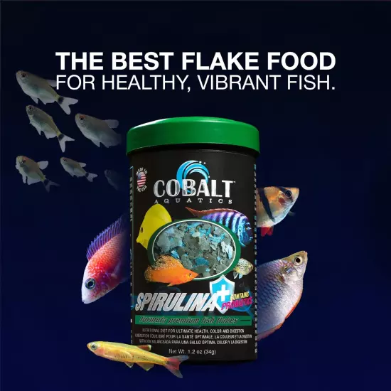 Spirulina with Blue Flakes 1.2oz - Premium Fish Food for Vibrant Health - Ide...