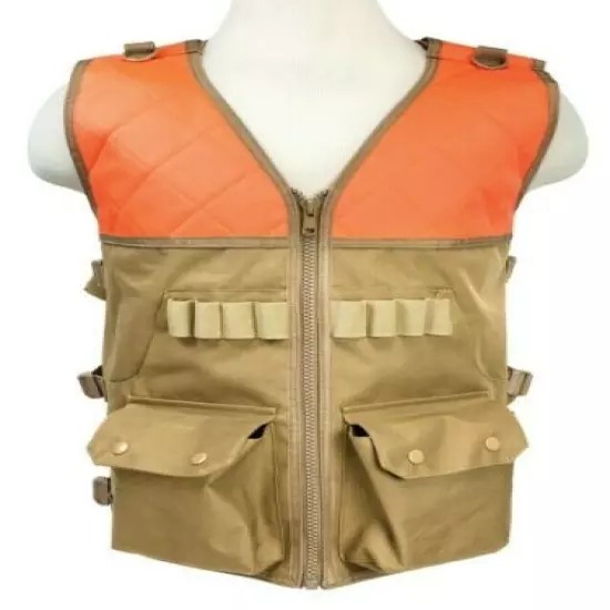 VISM Hunting Vest Shooting Safety Vest Duck Quail Pheasant Hunting TAN w/ BLAZE~