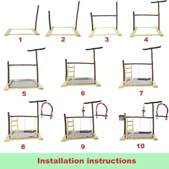 Bird Playground Parrot Playstand Parakeet Gym Playpen Cockatiel Play Stand Wood 