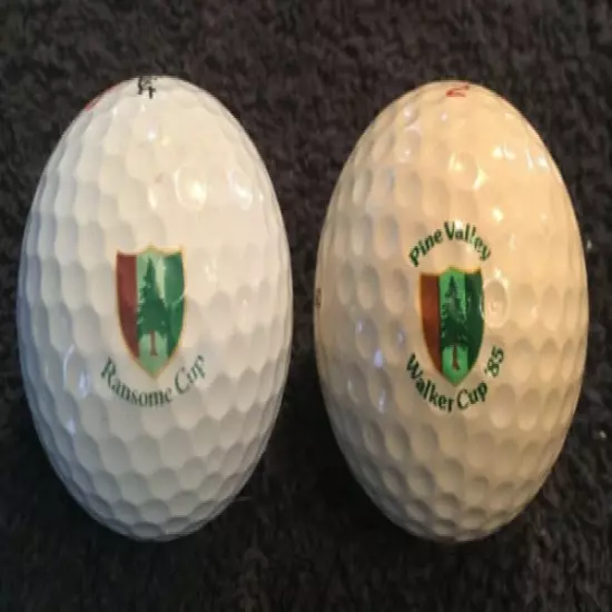 2 RAREST LOGO BALLS EVER LISTED, PERIOD. PINE VALLEY WALKER CUP / RANSOME CUP