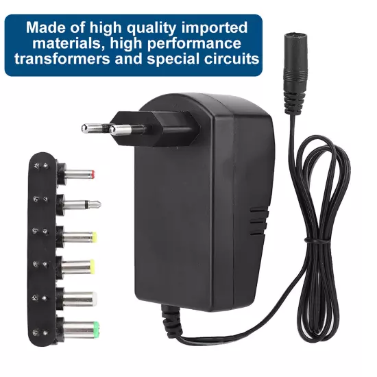 Universal 30W 3V-12V Adjustable Voltage Power Adapter With 6 Connectors