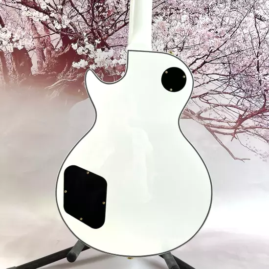 Custom Electric Guitar LP alpine white Gold hardware Black binding shell inlay