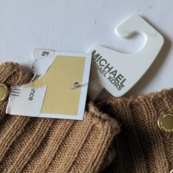 Michael Kors Camel Gold Button Stretchy Winter Gloves NWT