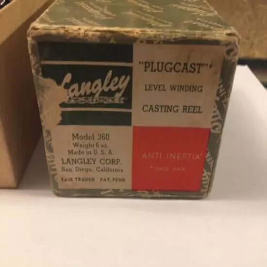 Scarce Langley PLUGCAST Casting Reel In Marked Box