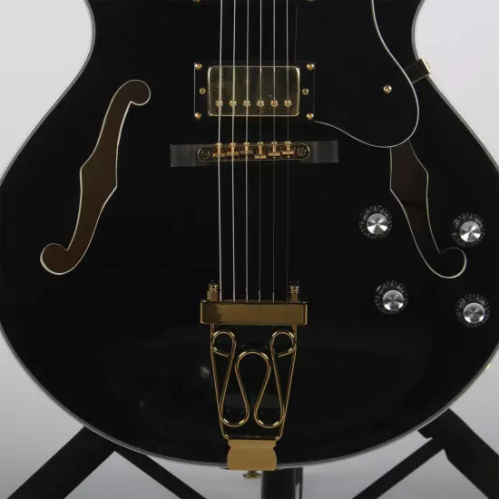 Custom Black Byrdland Electric Guitar Hollow Body Jazz F-Hole Gold Hardware