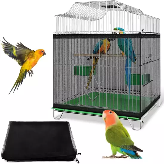  Bird Cage Seed Catcher, 59-86'' X16'' Universal Birdcage Net Nylon Adjustable 