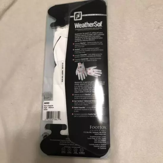 Footjoy FJ Weathersof Men's Golf Glove NEW White RIGHT Medium