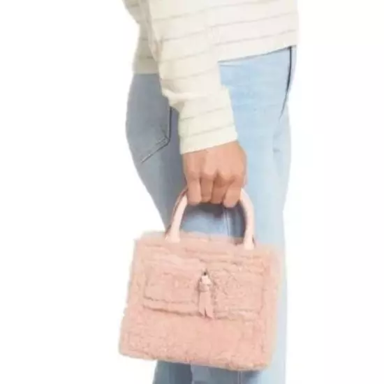 NWT Brandon Blackwood Kuei Baby Pink Shearling Crossbody Bag Leather Mini