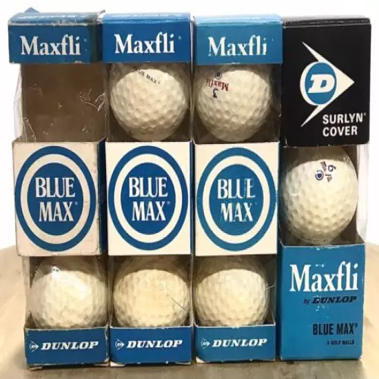 Box of 11 New Vintage Dunlop Maxfli BLUE MAX Golf Balls 2,3,4,6 Surlyn Cover