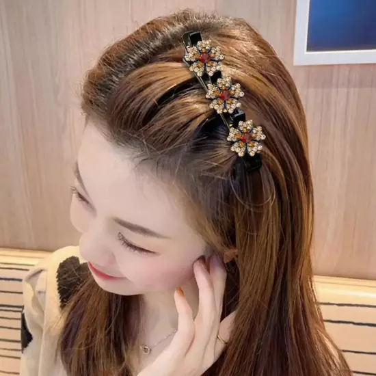 NEW Sparkling Crystal Stone Braided Hair Clip Satin Bands Hair Fabric J1O5