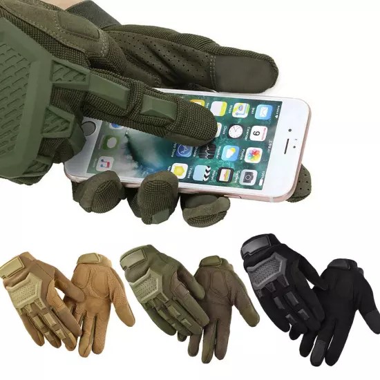 Men's Tactical Gloves Touch Screen Windproof Full Finger Gloves Army Military