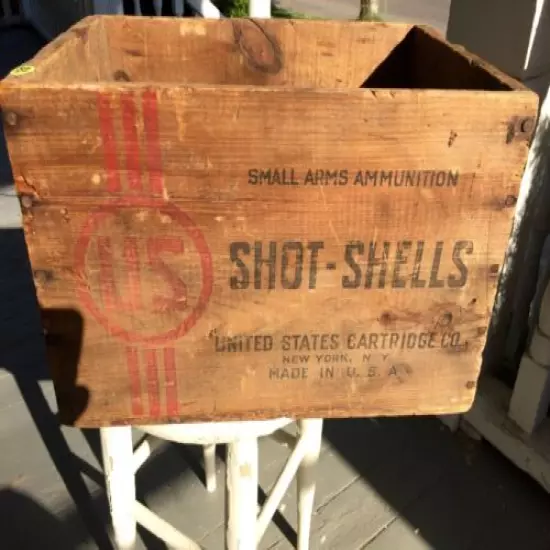 Antique Wooden Ammo Box " US Shot-Shells" US Defiance US Cartridge Co.12g.