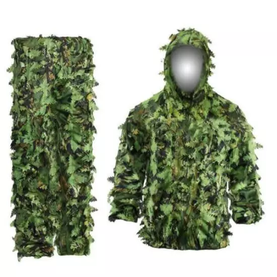 3D Leaf Camouflage Fast Dry Ghillie Suit GREEN