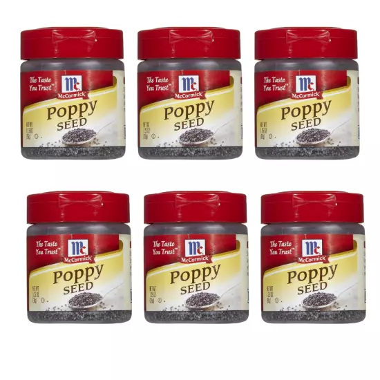 McCormick Poppy Seeds Non GMO~ 1.25 oz Each 6 Pack EXP Nov 2026