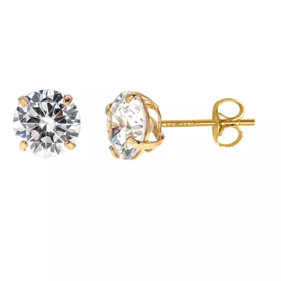 10K | Solid | Yellow Gold | CZ | Basket Setting Stud | 6mm