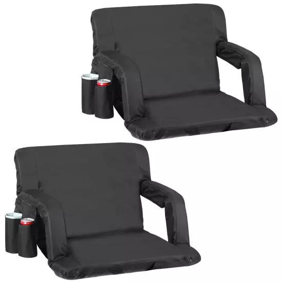 2PCS Wide Stadium Seat for Bleacher Stadium Chair Extra Thick Cushion w/Backrest