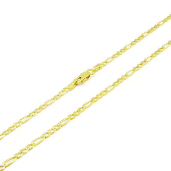 14K Yellow Gold 2mm-7.5mm Figaro Link Chain Necklace Bracelet Men Women 7"- 30"