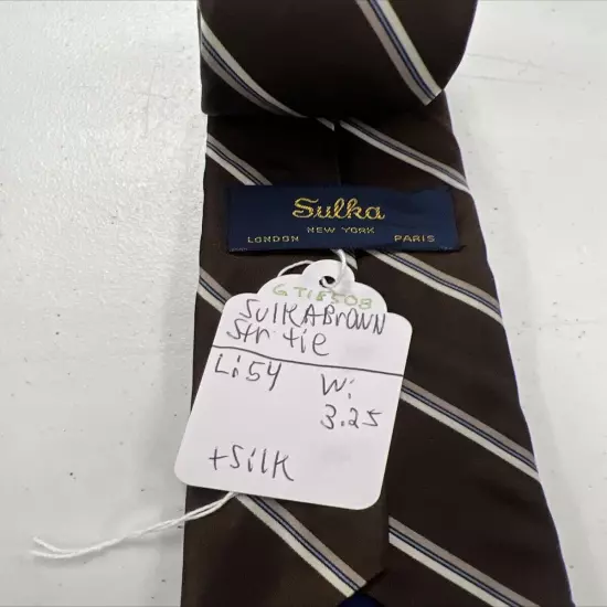 Sulka Men's Brown Striped Silk Neck Tie $395