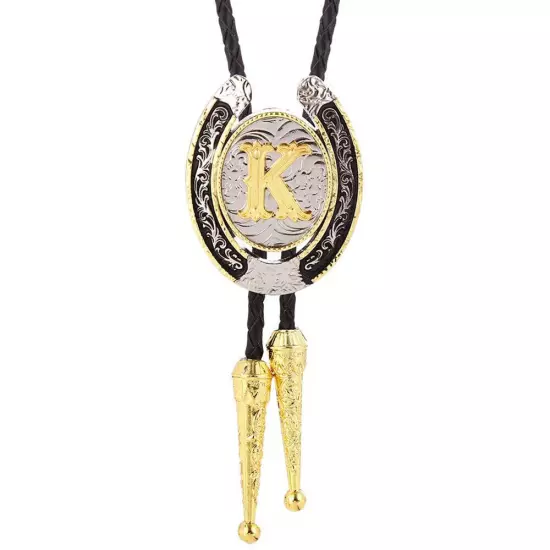 Bolo Tie for Men- Golden Initial Letter A to Z Western Cowboy Bolo Tie for Women