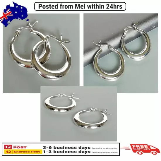 Classic 925 Sterling Silver Filled Women's Big Round Hoop Earrings women's New