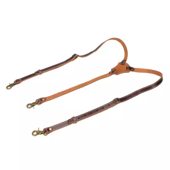 Tourbon Leather Suspenders for Men Y Back Harness Pants Braces 3 Hook Heavy Duty