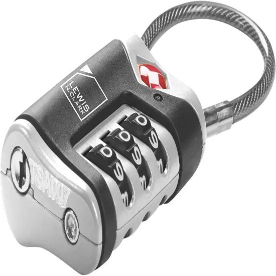 TSA Approved Luggage Lock + Steel Cable for Suitcase, Carry On, Backpack, Laptop