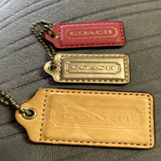 Lot Of 3 Coach Leather Purse Key Chain Tags