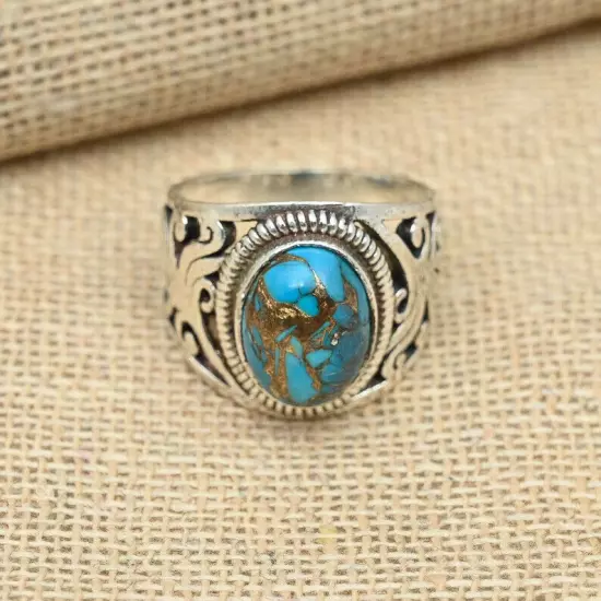 Turquoise Ring 925 Sterling Silver Men's Statement Anniversary Ring All Size B53