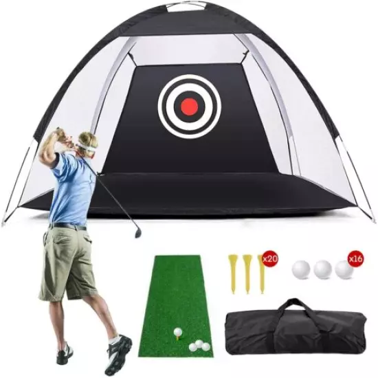 10 x 7FT Portable Golf Practice Net Hitting Driving Training Aids w/ Carry Bag