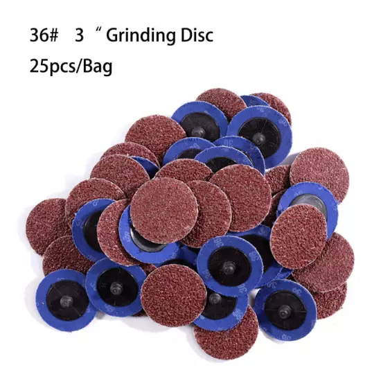 25x 3 inch 36 Grit Roll Lock Sanding Grinding Disc Die Grinder Quick Change Pads