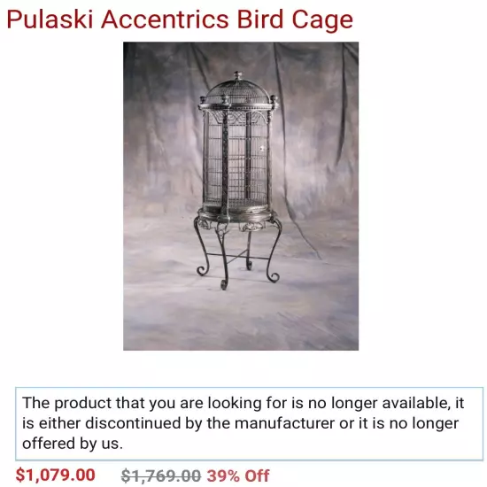 Vintage Metal Pulaski Seaweed Birdcage