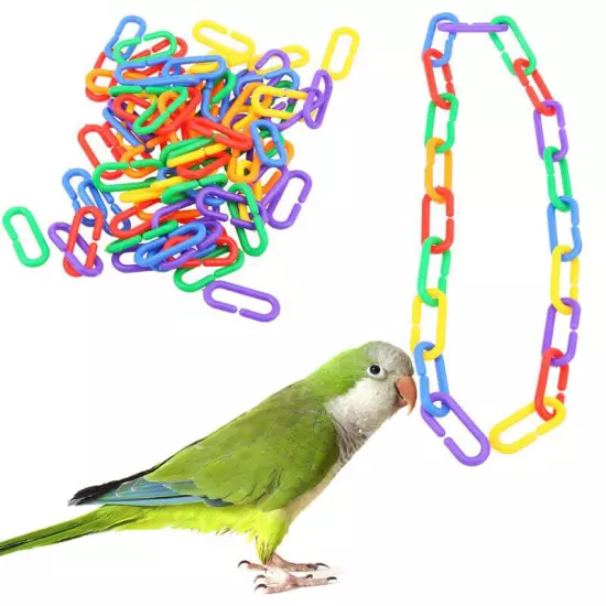 100 Pcs Durable Plastic Counting C Chain C-Links Parrot Bird Baby Toy DIY Parts