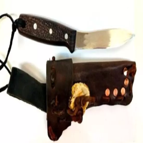 Mountain Man Eatin' Knife Custom Heavy Leather Sheath Belt/Neck Carry VICTORINOX