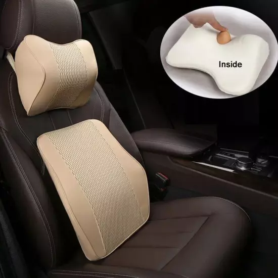 Pu Leather And Fabric Car Headrest Pillow Universal Comfortable Neck Pillows