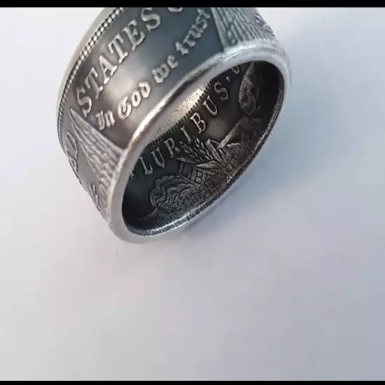 Vintage 1921 D Morgan Dollar .900 Silver Coin Ring Size 10 21 Grams