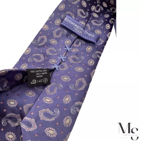 ERMENEGILDO ZEGNA COUTURE PURPLE Paisley Silk Tie In Made Italy W: 3.5" EX COND