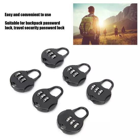 6pcs Portable 3 Digit Password Padlock Anti Theft Lock For Backpack Statione WYD