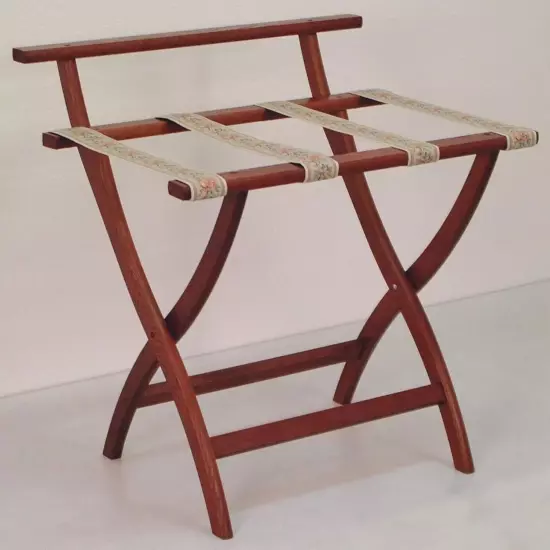 Wooden Mallet WallSaver Luggage Rack,Tapestry Straps, Mahogany