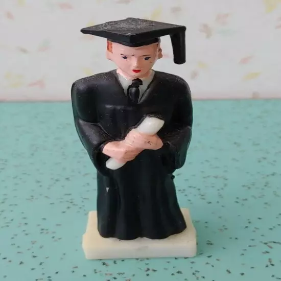 Vintage Graduation Cake Topper Male Graduate Cap And Gown 