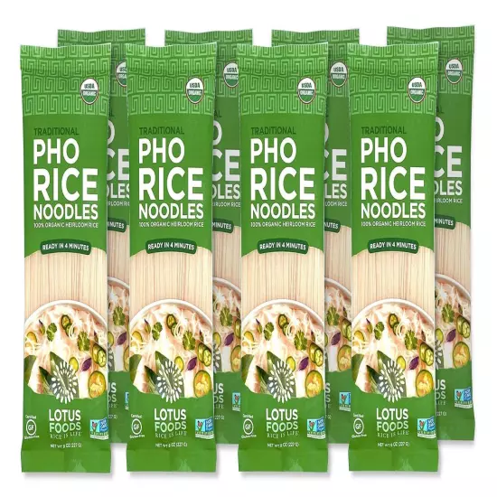 Lotus Foods Organic Traditional Pho Rice Noodles, 8 Ounce (Pack of 8) 