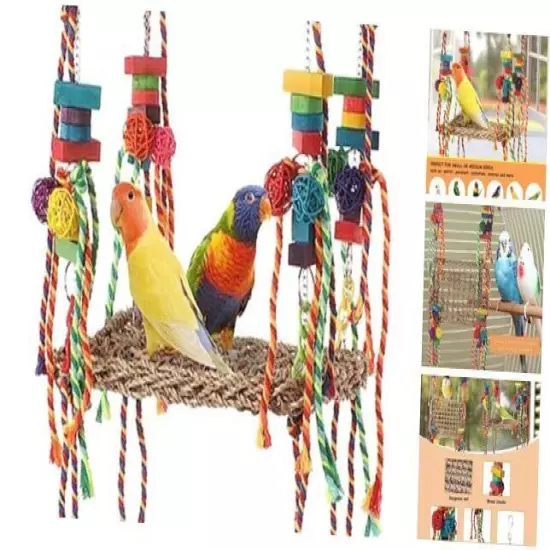 Bird Toys, Bird Foraging Wall Toy, Parrot Chewing Toys Seagrass Hammock Swing