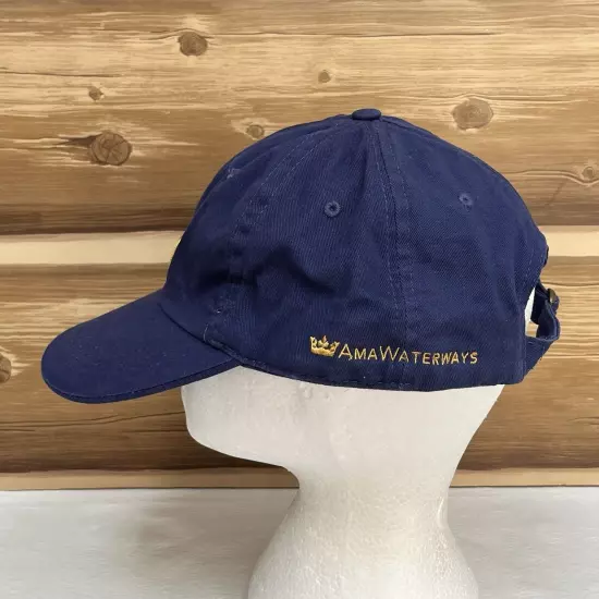 AmaWaterways Hat Cap Strap Back Blue Logo River Cruise Outdoors Casual Adj Mens