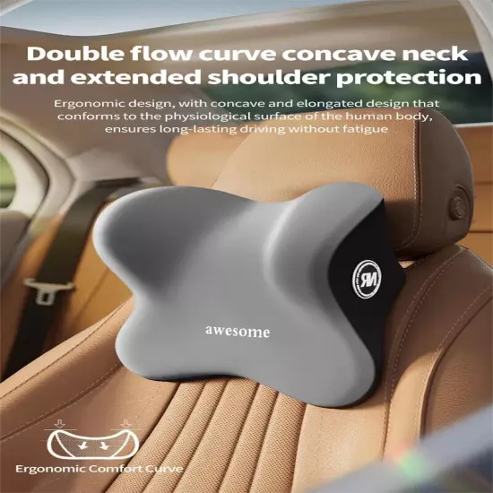 Car Headrest Lumbar Cushion Memory Foam Backrest Lumbar Pillow Neck Pillow