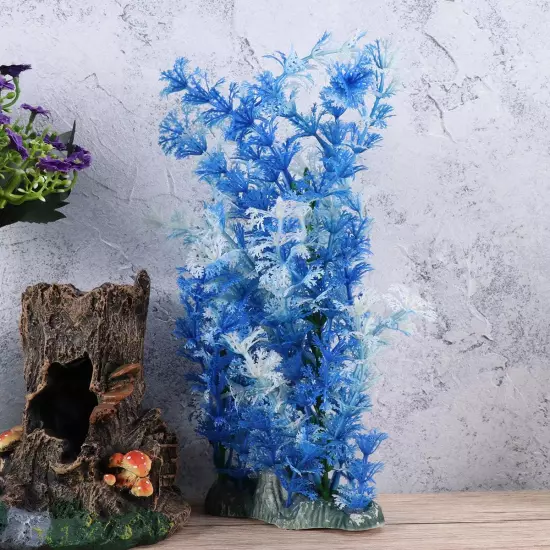 Aquarium Plastic Plants Large-Artificial Plastic Plant Blue Fish Tank Landscape