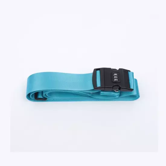 Travel Suitcase Belt Luggage Cross Straps with Combination Lock Non-Slip Blue 