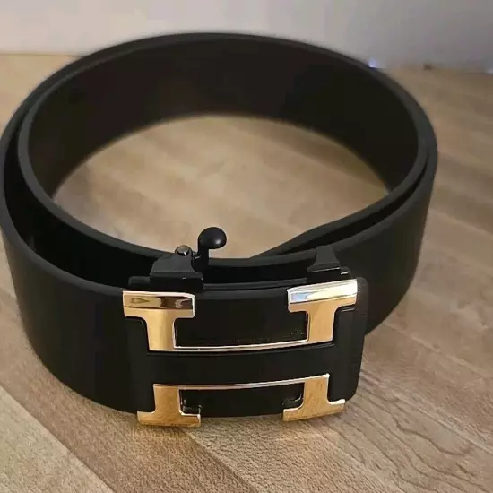 Oyifan Black Mens Dress Belt, Genuine Leather 120cm Long (46") Includes Buckel!