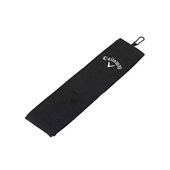 Callaway Golf Tri Fold Towel Black Microfiber Cotton Trifold