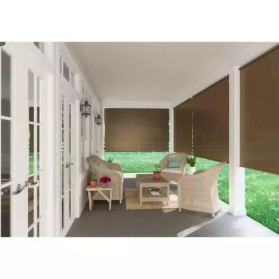  OUTDOOR ROLL-UP SHADE Patio Porch Hanging Window Blinds 96"W x 72"L Sun Protect