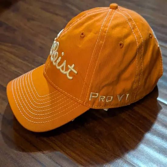 Titleist Pro V1 FJ Footjoy Men's Golf Hat Orange Strapback Adjustable Cap